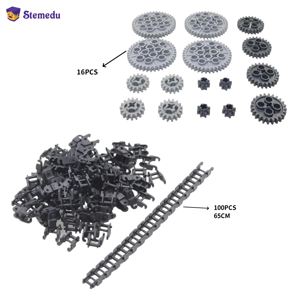 Toy Train Track Set - 16 buah Set blok bangunan MOC,