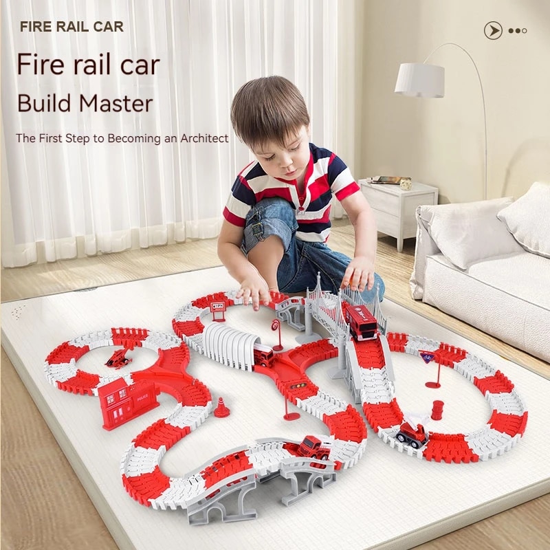 Toy Train Track Set - Set mobil miniatur, mainan Puzzle anak