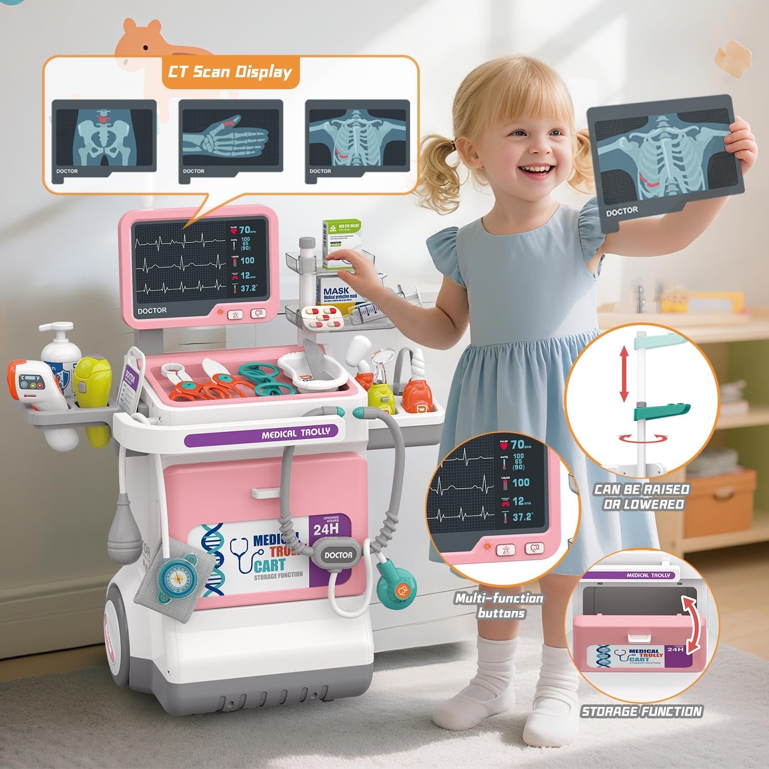 Kids Toys Doctor Set - Set Permainan Dokter Anak Deluxe, Troli