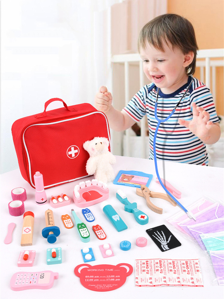 Kids Toys Doctor Set - Mainan Dokter-Dokteran Kayu Simulasi Dokter Gigi,