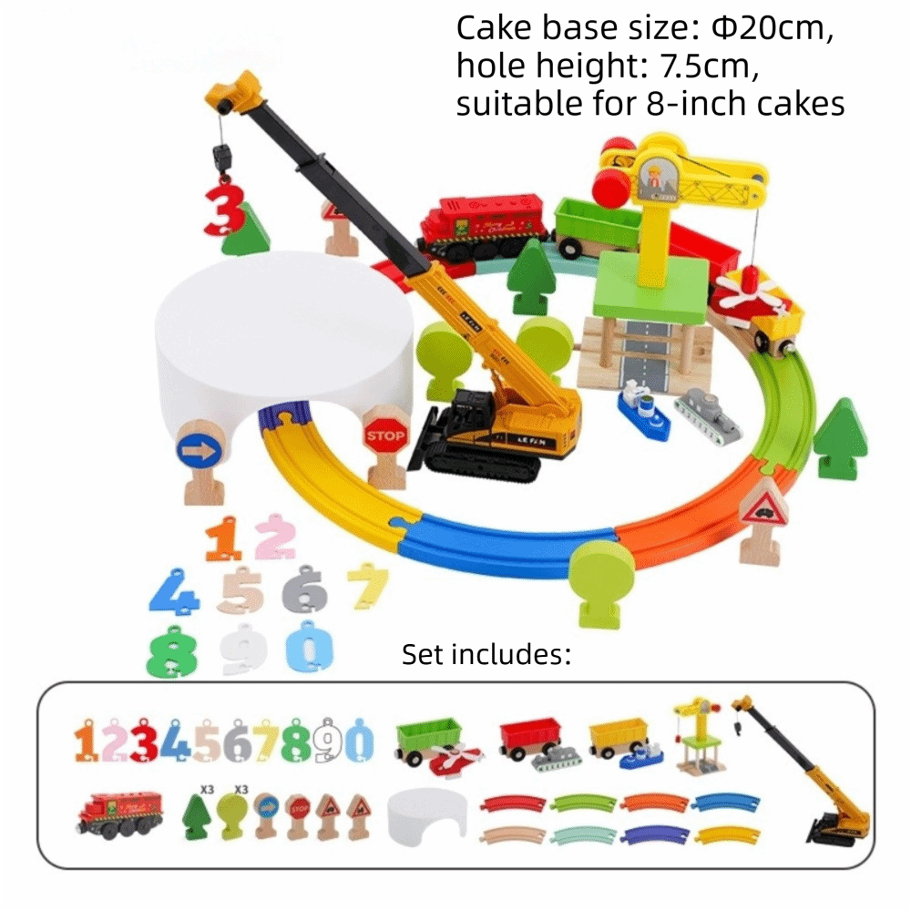 Toy Train Track Set - Set Rel Kereta Kayu dengan Efek