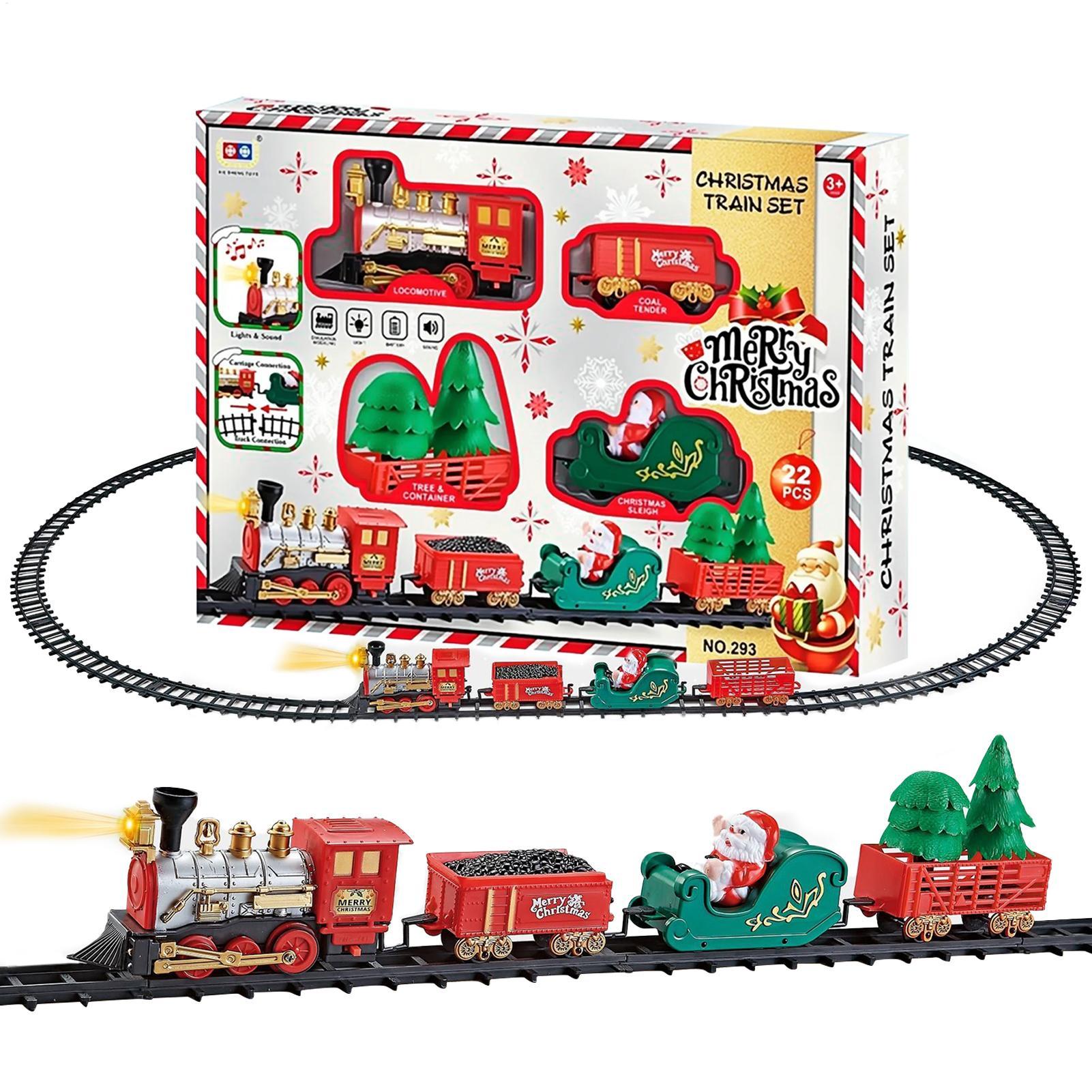 Kereta Natal dengan Lampu dan  - Toy Train Track Set ulasan dan harga