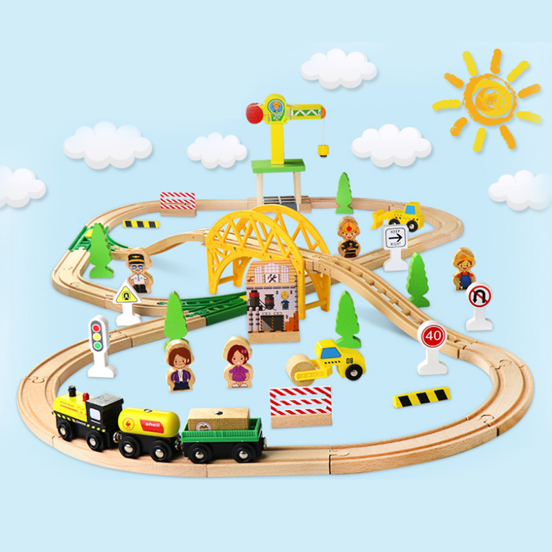 Set Konstruksi Rel Kereta Kayu - Toy Train Track Set ulasan dan harga